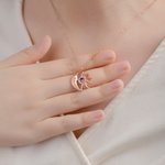 Gepersonaliseerde sierlijke maan en zon hanger ketting met geboortesteen Valentijnsdag verjaardagscadeau voor vrouwen vriendinnen vrouwen
