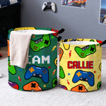 Personalized Gamepad Waterproof Laundry Basket with Handle and Name Bedroom Laundry Room Birthday Gift for Boy Kid Game Lover