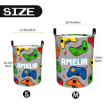 Personalized Gamepad Waterproof Laundry Basket with Handle and Name Bedroom Laundry Room Birthday Gift for Boy Kid Game Lover