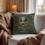 Personalized Holly Photo Cardinal Butterfly Design Soft Throw Pillow Cover with Name and Year Home Decor Memorial Gift for Family
