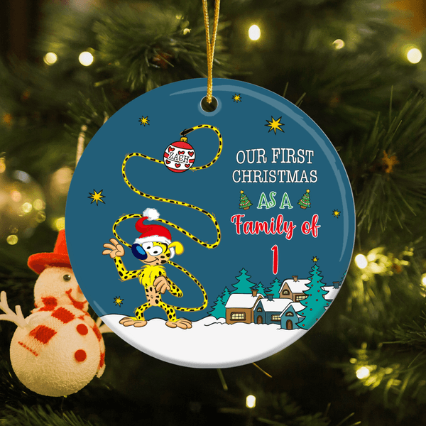 Henkilökohtainen Joulupukin hattu pitkähäntäinen Marsupilami joulukoriste nimellä Joululahja perheelle ystäville | Callie × Marsupilami®