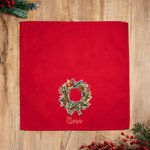 Servilleta navideña personalizada con lazo a cuadros roja de 100% algodón con nombre regalo de Navidad para familia y amigos