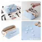 Personalized Birthstone and Flower Wide Opening PU Leather Makeup Bag with Name Travel Essentials Birthday Anniversary Gift for Women