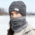 Personalised Birth Flower Knitted Slouchy Beanie Hat and Neck Warmer Set with Name Thick Outdoor Activity Accessory Birthday Gift for Men Women