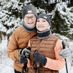 Personalised Birth Flower Knitted Slouchy Beanie Hat and Neck Warmer Set with Name Thick Outdoor Activity Accessory Birthday Gift for Men Women