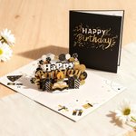 Glitzernde schwarz-goldene Geburtstagstorte Pop-up-Geburtstagskarte