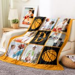 Personalized Multi-Solor and Sport 9-Grid Photo Soft Throw Blanket with Name Christmas Birthday Gift for Athletes Sports Enthusiasts
