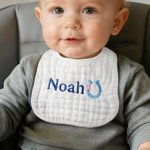 Personalized Embroidery Horseshoe Heart Baby Bibs with Name Feeding Accessory Baby Shower Gift for Baby Kid