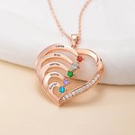 Collar personalizado con forma de corazón 1 a 6 nombres grabados y piedras de nacimiento regalo de cumpleaños para mamá y abuela