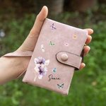 Cartera de cuero PU personalizada con nombre flores y mariposas en acuarela regalo de cumpleaños para mujeres y niñas