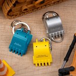 Personalized Excavator Bucket Gear Portable Keychain with Engraved Text Construction Site Daily Use Birthday Gift for Engineers Workers