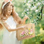 Personalisierte Ostern Peter Rabbit Large-Capacity Jute Tote Tasche mit Namen Ostern Geschenk für Jungen Mädchen Kinder