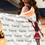 Personalized Cartoon Cheerleading Girl's Back Soft Hooded Blanket with Name and Team Name Game Day Senior Night Team Gift for Cheerleaders