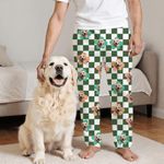 Personalized Multicolor Plaid 1-4 Pet Face Photos Women Men Pajama Pants Party Birthday Gift for Pet Owners Lovers