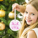 Personalised Christmas Theme Initial Ceramic Christmas Ornament with Name Christmas Decor Gift for Family Friends