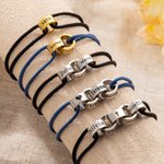 Pulsera ajustable personalizada con 1 a 5 anillos entrelazados con nombres y patrones grabados regalo de cumpleaños y aniversario para él y ella