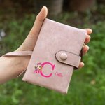 Personalised Cartoon Graduate Character Tri-Fold PU Leather Wristlet Wallet with Initial and Name Travel Accessories Graduation Gift for Women