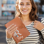 Personalised Birth Flower Initial Name PU Leather A5 Sketchbook Notebook Cover with Storage Pocket Birthday Gift for Artists Painters Students