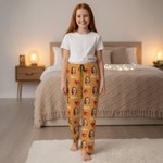 Personalized Photo Kiss Heart Long Pajama Pants with Name and Drawstring Christmas Birthday Gift for Kid Women Men Pet Lovers