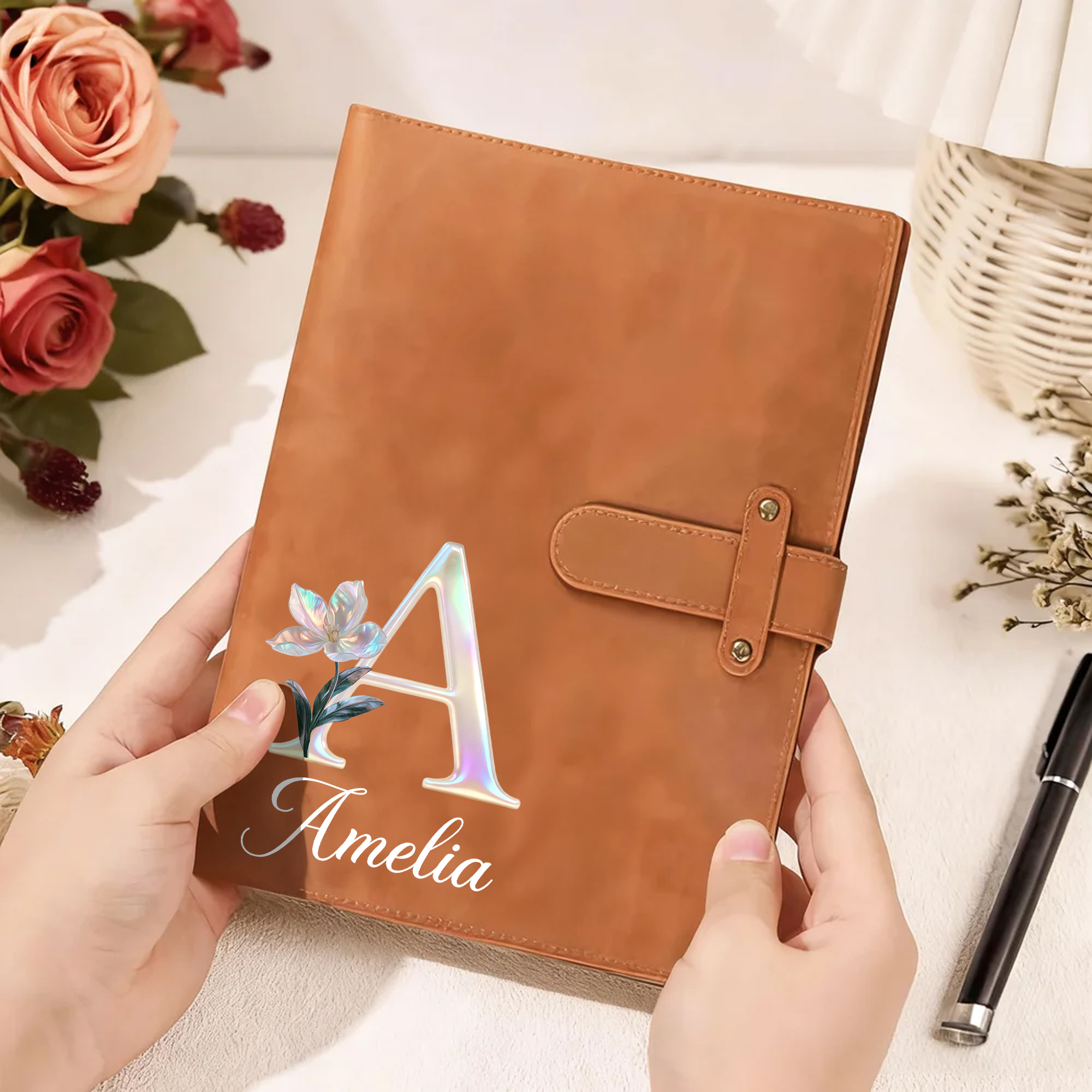 Cahier de croquis en cuir A5 avec pochette de rangement Cadeau d'anniversaire pour artistes peintres étudiants