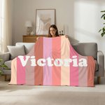 Manta suave personalizada con rayas clásicas y colores vibrantes con nombre decoración para el hogar regalo de cumpleaños para familia y amigos