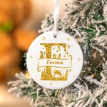 Personalised Christmas Theme Initial Ceramic Christmas Ornament with Name Christmas Decor Gift for Family Friends