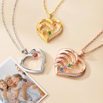 Collar personalizado con forma de corazón 1 a 6 nombres grabados y piedras de nacimiento regalo de cumpleaños para mamá y abuela