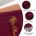 Écharpe Multicolore Personnalisée avec Nom et Fleur de Naissance Brodés Accessoire de Mode et d'Hiver Cadeau Anniversaire pour Amis Famille