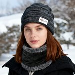 Henkilökohtainen Syntymä Kukka Neulottu Slouchy Beanie Hattu ja kaulanlämmitin Set nimi Outdoor Activity Accessory Syntymäpäivä Joululahja miehille Naisille