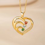 Collar personalizado con forma de corazón 1 a 6 nombres grabados y piedras de nacimiento regalo de cumpleaños para mamá y abuela