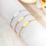 Braccialetto personalizzato in argento sterling con nome inciso Fiore di nascita Baby Shower Regalo di compleanno per neonati e bambini