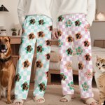 Personalized Multicolor Plaid 1-4 Pet Face Photos Women Men Pajama Pants Party Birthday Gift for Pet Owners Lovers