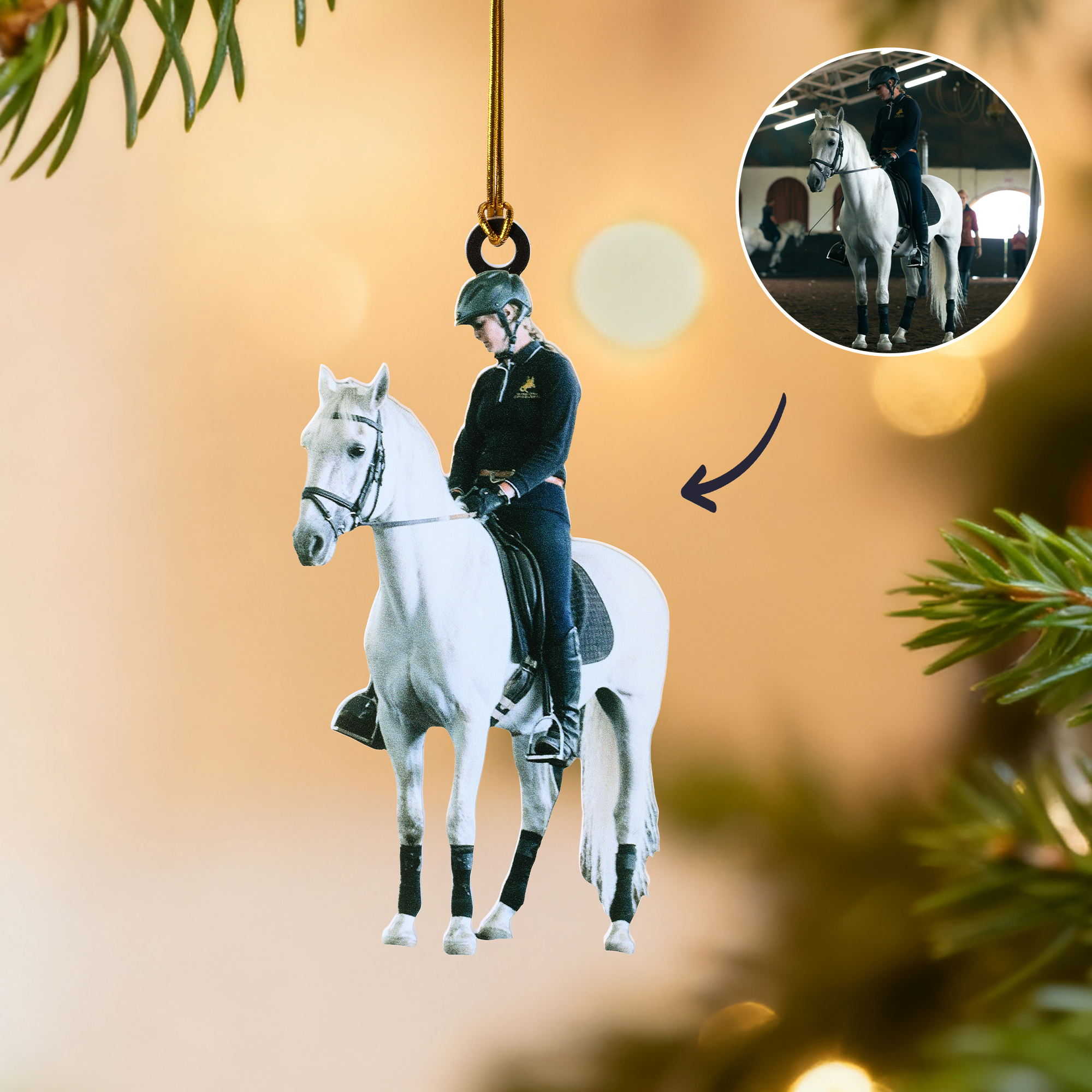 Porte-clés personnalisé en acrylique avec photo d'équitation Décoration de la maison Cadeau d'anniversaire pour les passionnés d'équitation