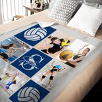 Personalized Multi-Solor and Sport 9-Grid Photo Soft Throw Blanket with Name Christmas Birthday Gift for Athletes Sports Enthusiasts