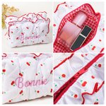 Personalised Flower Embroidery Name Makeup Bag Birthday Wedding Gift for Bridesmaids Friends