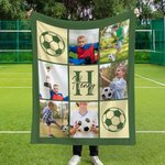 Personalized Multi-Solor and Sport 9-Grid Photo Soft Throw Blanket with Name Christmas Birthday Gift for Athletes Sports Enthusiasts