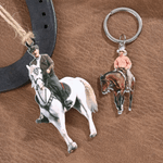Personalized Horse Riding Photo Acrylic Keychain Ornament Home Decor Christmas Birthday Gift for Equestrian Enthusiasts