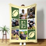 Personalized Multi-Solor and Sport 9-Grid Photo Soft Throw Blanket with Name Christmas Birthday Gift for Athletes Sports Enthusiasts