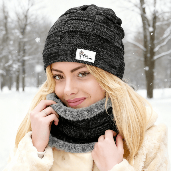 Henkilökohtainen Syntymä Kukkakimppu Beanie Hat ja Neck lämmitin asetettu nimi Outdoor Activity Accessory Syntymäpäivä Joululahja perheelle Ystävät