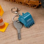 Personalized Excavator Bucket Gear Portable Keychain with Engraved Text Construction Site Daily Use Birthday Gift for Engineers Workers