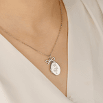 Personalised Vintage Oval Butterfly Photo Necklace with Bow Charm and Engraved Text Memorial Jewellery Birthday Anniversary Gift for  Women