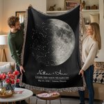 Mappa stellare personalizzata Fasi lunari Coperta morbida con nome, titolo, data e posizione Decorazione per la casa Regalo di San Valentino per l'anniversario di matrimonio della coppia