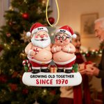 Personalized Cartoon Character Christmas Funny Couple Acrylic Ornament with Name and Year Home Decor Anniversary Christmas Gift for Family Couple