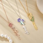 Personalizado Nacimiento Flor Delicado collar floral con nombre Cumpleaños Aniversario Regalo de boda para las mujeres niñas