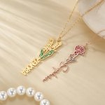 Personalizado Nacimiento Flor Delicado collar floral con nombre Cumpleaños Aniversario Regalo de boda para las mujeres niñas
