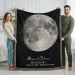 Mappa stellare personalizzata Fasi lunari Coperta morbida con nome, titolo, data e posizione Decorazione per la casa Regalo di San Valentino per l'anniversario di matrimonio della coppia