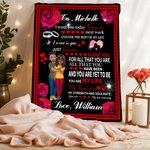 Personalised Rose Heart Cartoon Character Soft Throw Blanket with Name Valentine's Day Anniversary Gift Gift for Family Friends