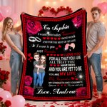 Personalised Rose Heart Cartoon Character Soft Throw Blanket with Name Valentine's Day Anniversary Gift Gift for Family Friends