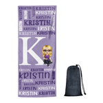 Personalized Word Cloud Cartoon Character Super Absorbent Yoga Towel with Name Initial and Storage Bag Birthday Sports Gift for Women Yoga Lovers
