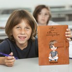 Personalisierte Cartoon-Charakter A5 Skizzenbuch Notebook PU-Leder-Abdeckung mit Namen und Text Storage Pocket zurück zur Schule Geburtstag Geschenk für Kinder